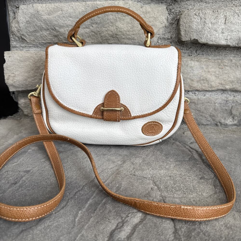 Liz Claiborne Small Leather Shoulder Crossbody Bag Purse Top Handle - Cream